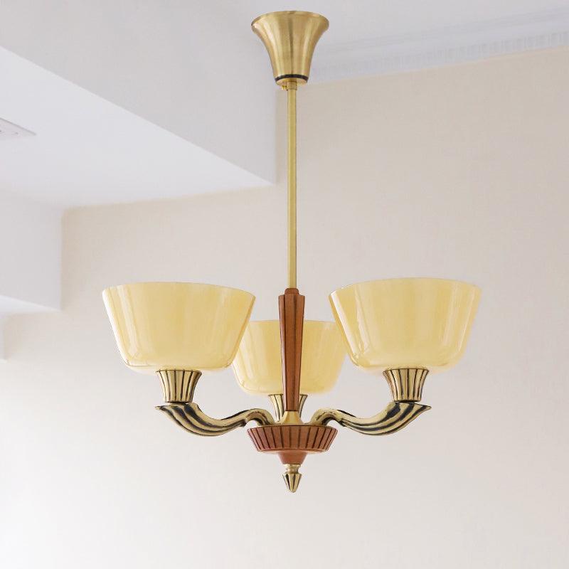 Ascher Modern Brass Glass Chandelier for Dining Room and Living Room