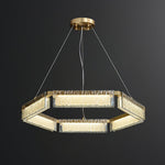 Asner Hexagonal LED Chandelier in Polished Brass and Glass