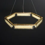 Asner Hexagonal LED Chandelier in Polished Brass and Glass