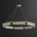 Asner Hexagonal LED Chandelier in Polished Brass and Glass