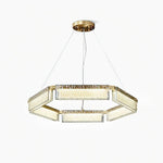 Asner Hexagonal LED Chandelier in Polished Brass and Glass