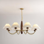 Asquith Modern Walnut and Copper Chandelier with Pleated Shades