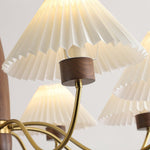 Asquith Modern Walnut and Copper Chandelier with Pleated Shades