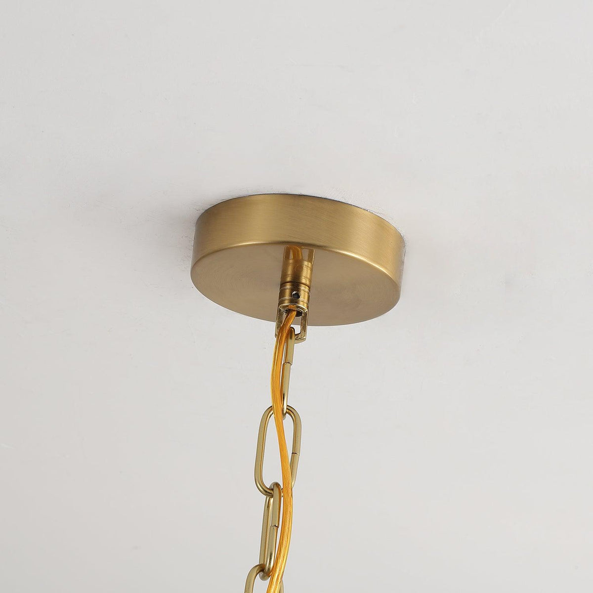 Asquith Modern Walnut and Copper Chandelier with Pleated Shades