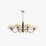 Asquith Modern Walnut and Copper Chandelier with Pleated Shades