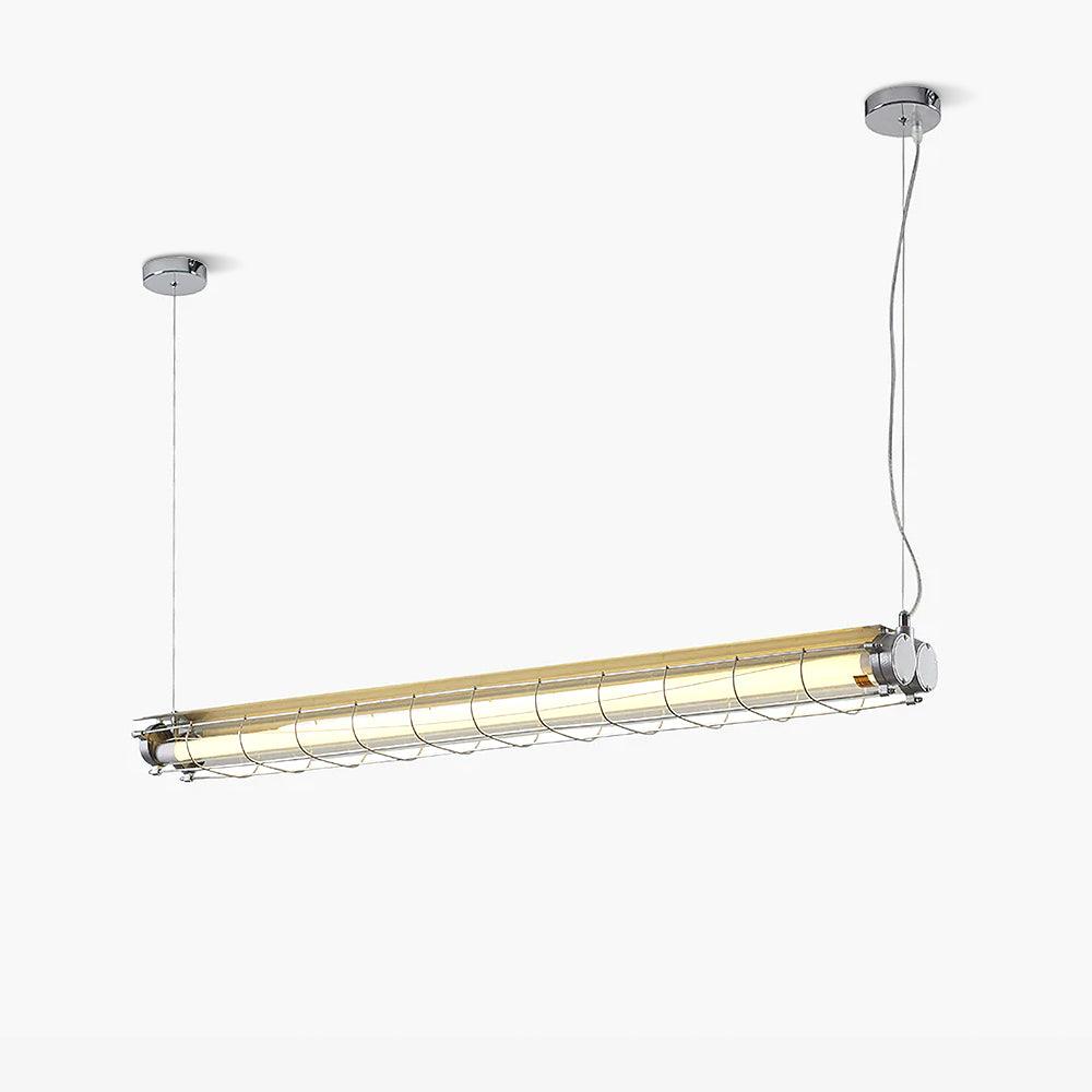 Linear Glass Chandelier with Integrated LED – Modern Kitchen Island Lighting