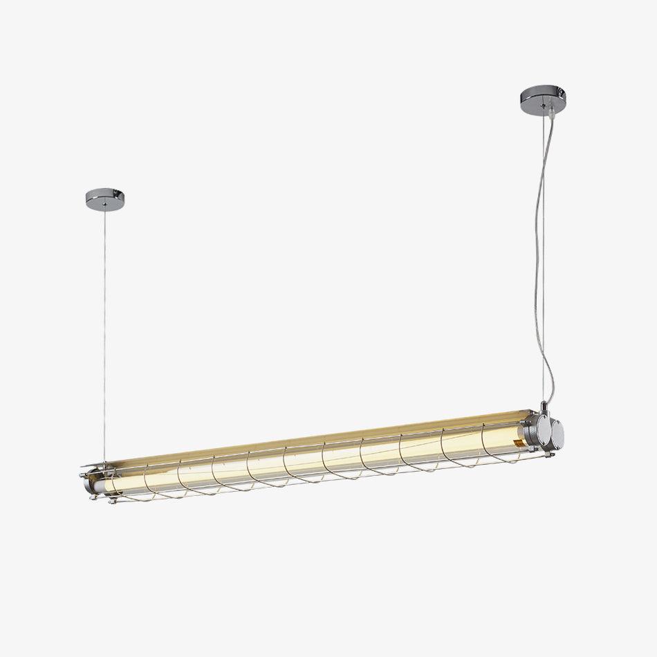 Linear Glass Chandelier with Integrated LED – Modern Kitchen Island Lighting