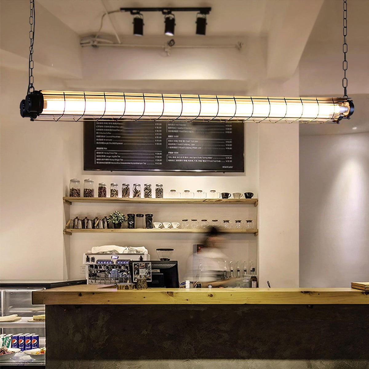 Linear Glass Chandelier with Integrated LED – Modern Kitchen Island Lighting