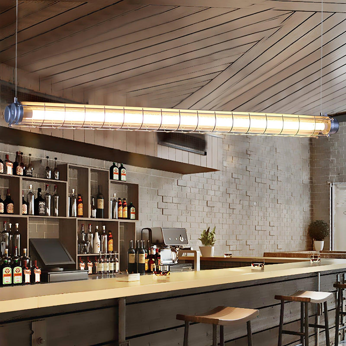 Linear Glass Chandelier with Integrated LED – Modern Kitchen Island Lighting