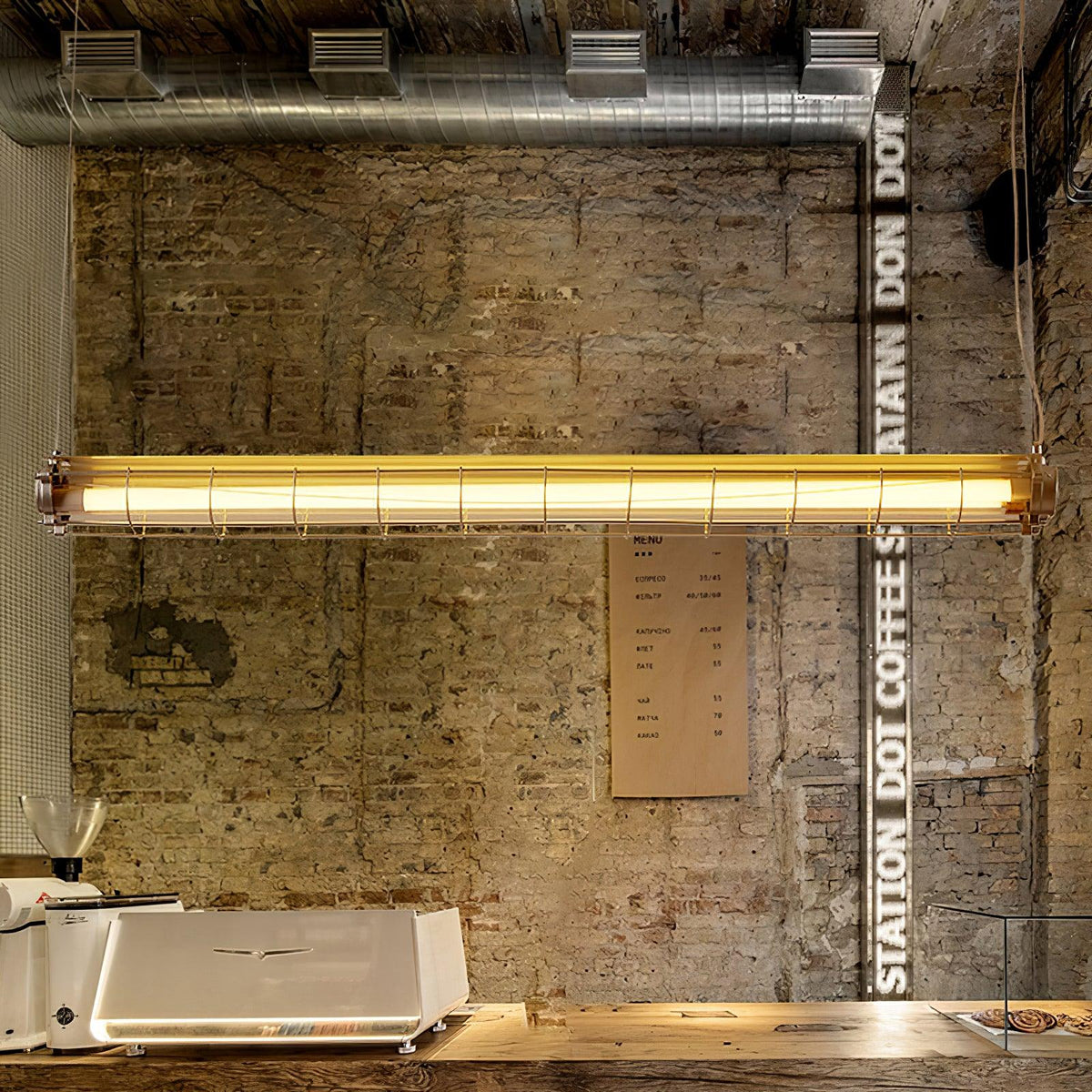 Linear Glass Chandelier with Integrated LED – Modern Kitchen Island Lighting