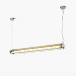 Linear Glass Chandelier with Integrated LED – Modern Kitchen Island Lighting