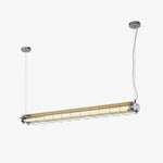 Linear Glass Chandelier with Integrated LED – Modern Kitchen Island Lighting
