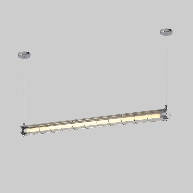 Linear Glass Chandelier with Integrated LED – Modern Kitchen Island Lighting