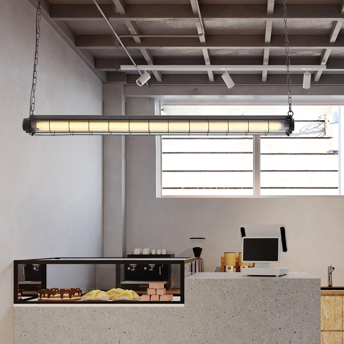 Linear Glass Chandelier with Integrated LED – Modern Kitchen Island Lighting