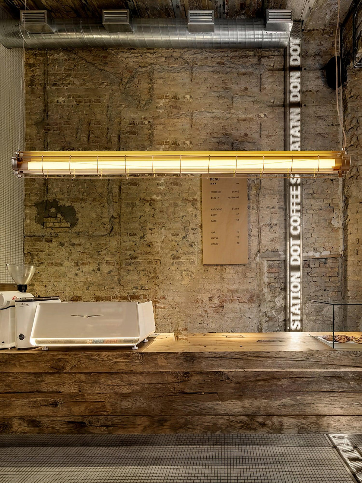 Linear Glass Chandelier with Integrated LED – Modern Kitchen Island Lighting