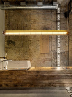 Linear Glass Chandelier with Integrated LED – Modern Kitchen Island Lighting