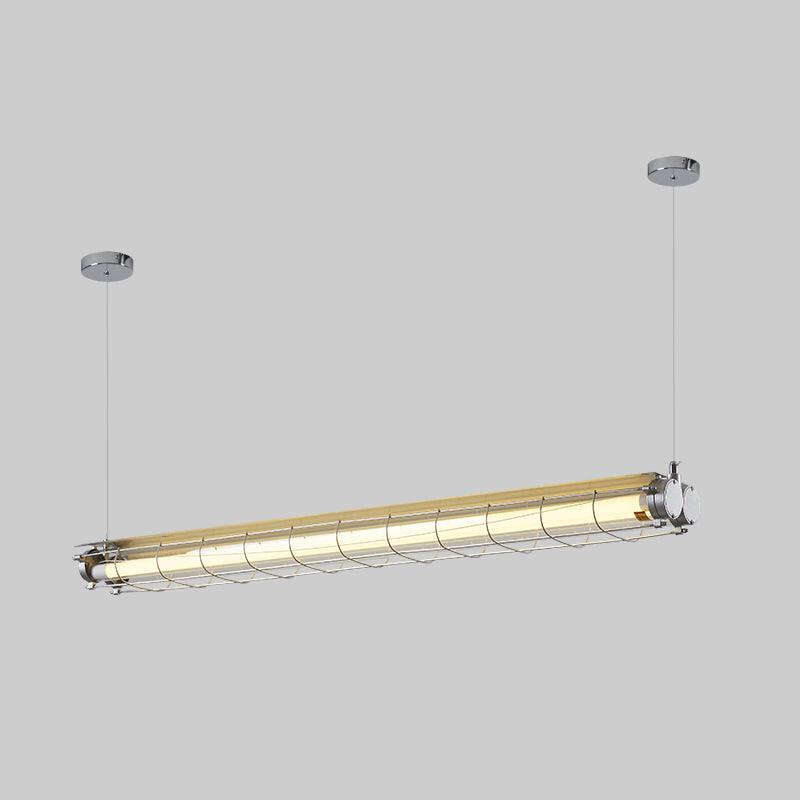Linear Glass Chandelier with Integrated LED – Modern Kitchen Island Lighting