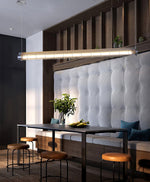 Linear Glass Chandelier with Integrated LED – Modern Kitchen Island Lighting