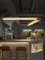 Linear Glass Chandelier with Integrated LED – Modern Kitchen Island Lighting