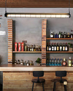 Linear Glass Chandelier with Integrated LED – Modern Kitchen Island Lighting