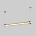 Linear Glass Chandelier with Integrated LED – Modern Kitchen Island Lighting
