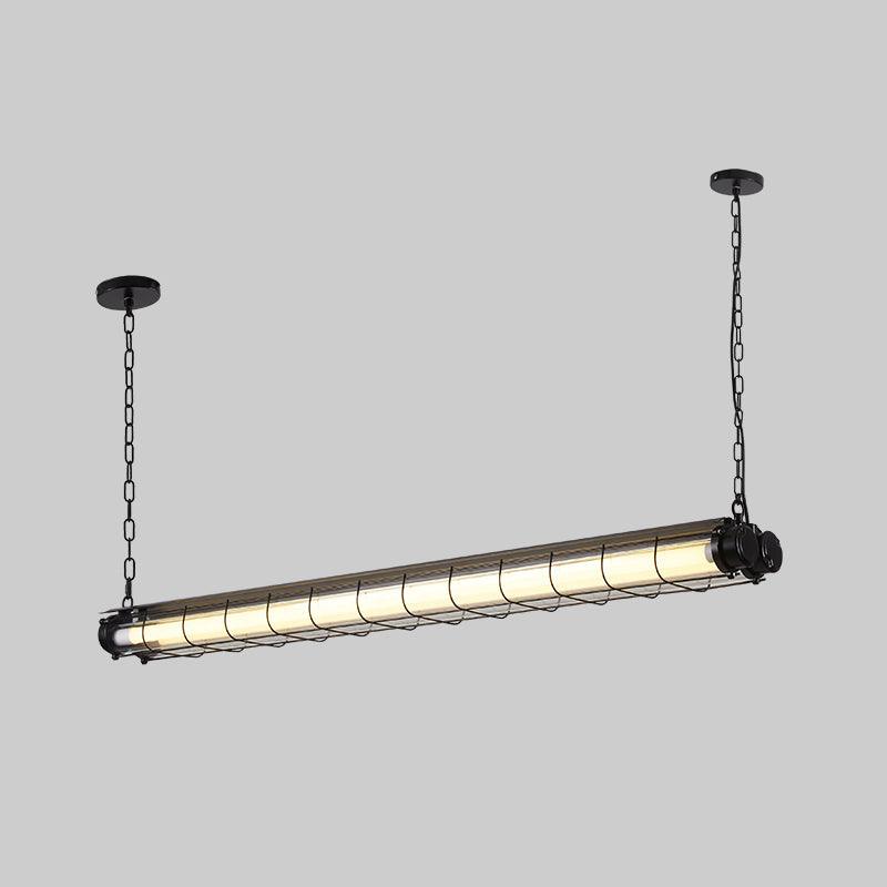 Linear Glass Chandelier with Integrated LED – Modern Kitchen Island Lighting
