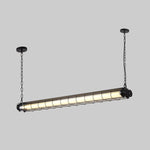 Linear Glass Chandelier with Integrated LED – Modern Kitchen Island Lighting