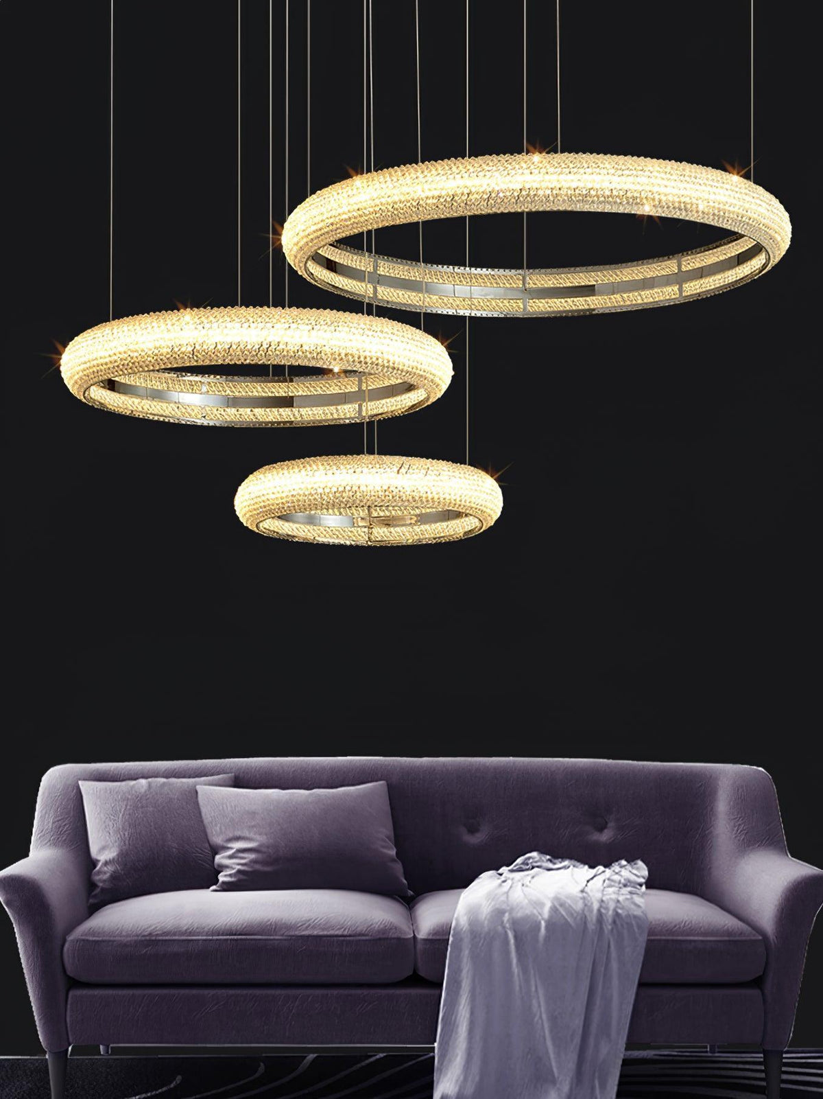 Asscher Ring Crystal LED Chandelier, Modern Luxury Ceiling Light