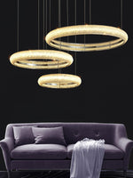 Asscher Ring Crystal LED Chandelier, Modern Luxury Ceiling Light