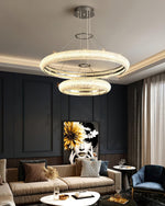 Asscher Ring Crystal LED Chandelier, Modern Luxury Ceiling Light