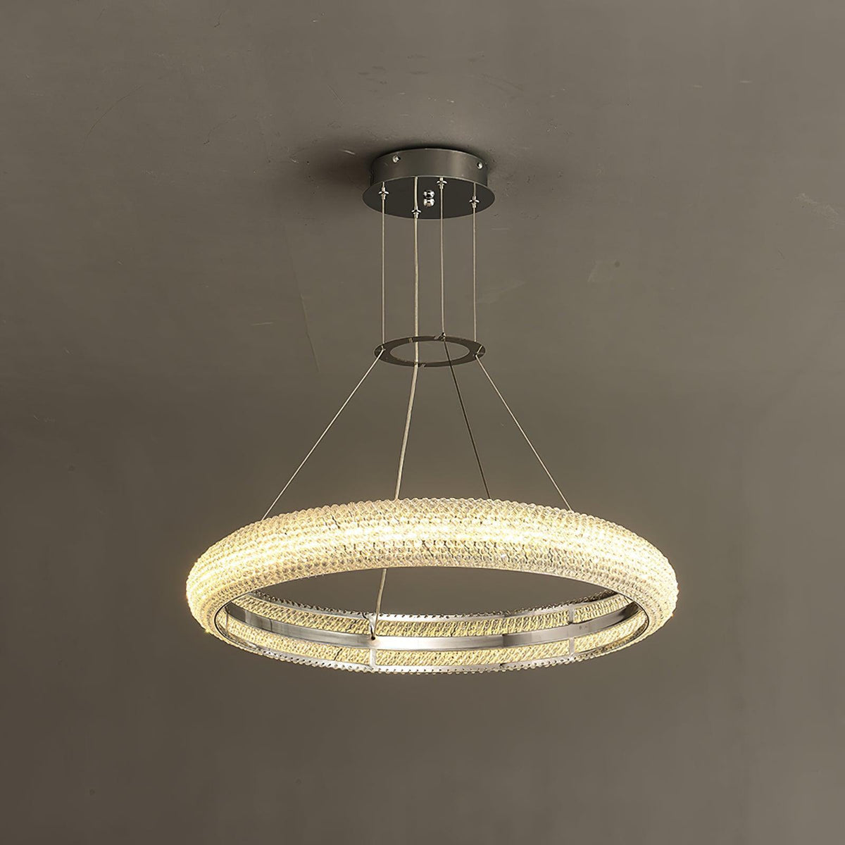 Asscher Ring Crystal LED Chandelier, Modern Luxury Ceiling Light