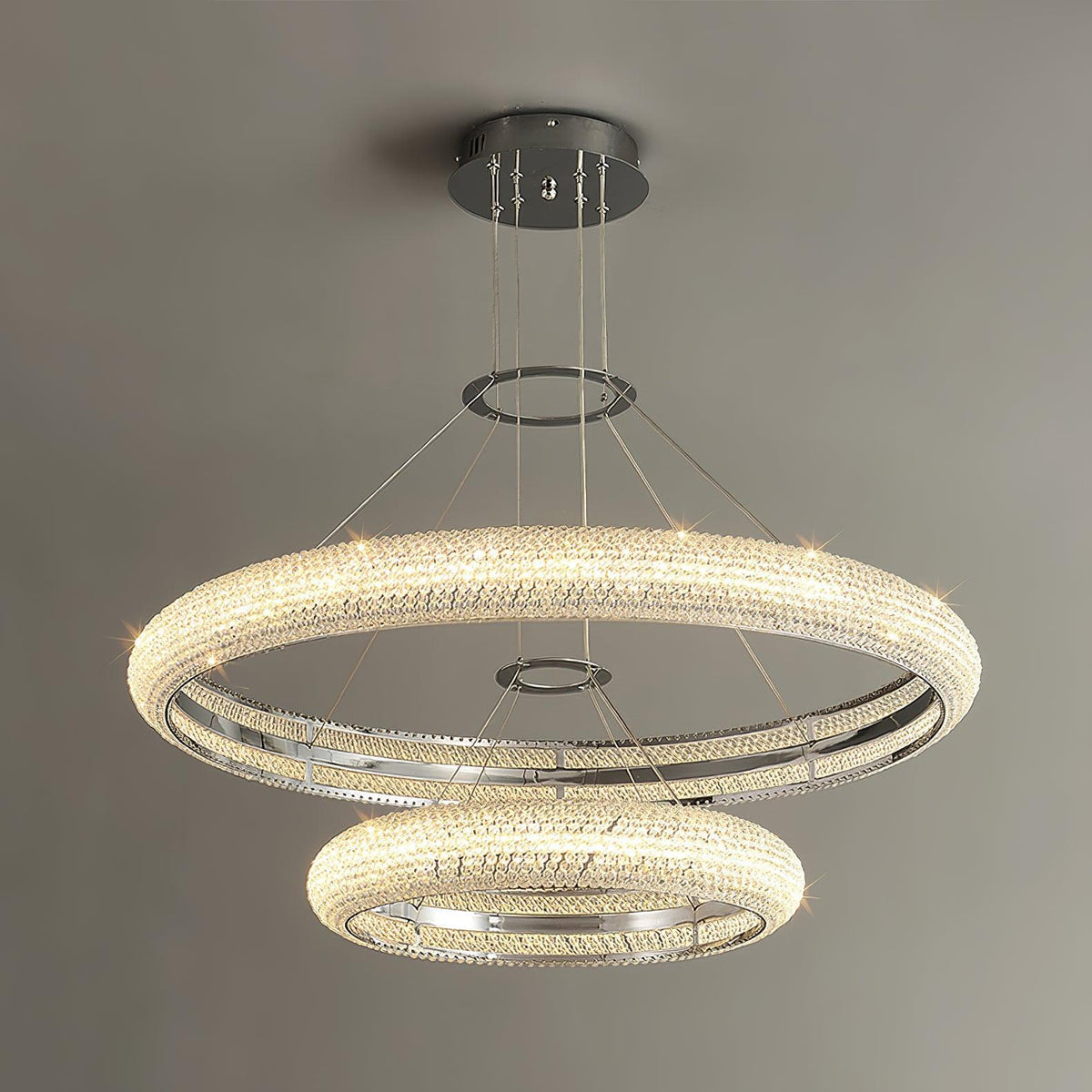 Asscher Ring Crystal LED Chandelier, Modern Luxury Ceiling Light