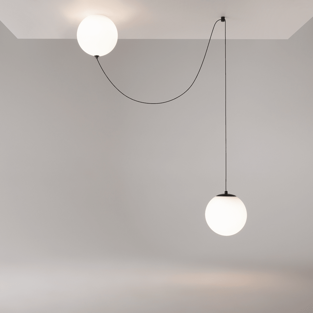 Asteris Multi-Globe Pendant Light – Opal Glass & Black Cord