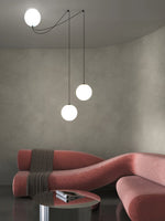 Asteris Multi-Globe Pendant Light – Opal Glass & Black Cord