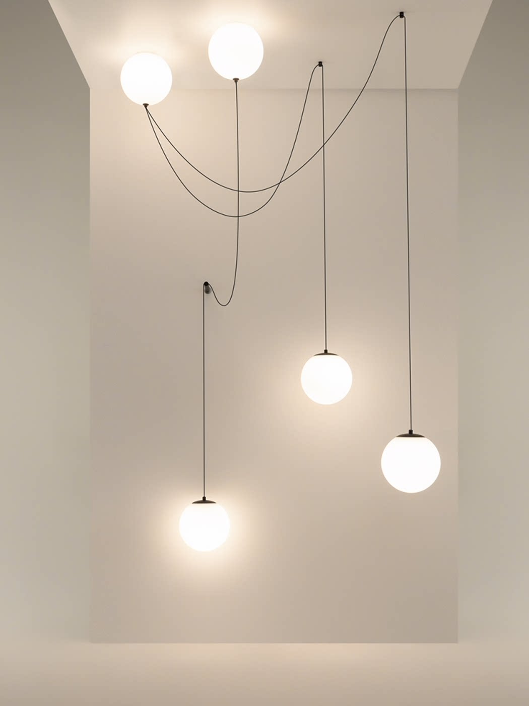 Asteris Multi-Globe Pendant Light – Opal Glass & Black Cord