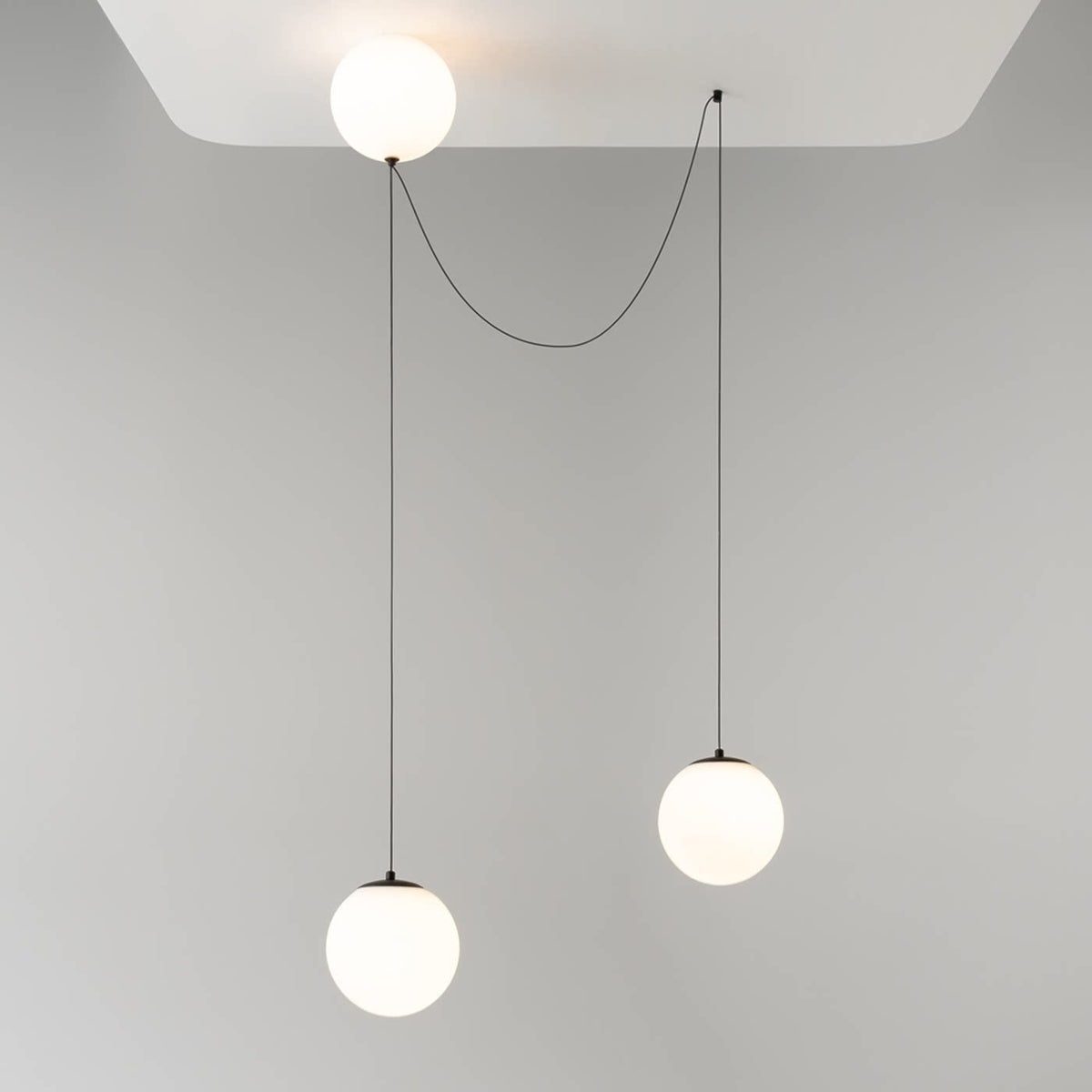 Asteris Multi-Globe Pendant Light – Opal Glass & Black Cord