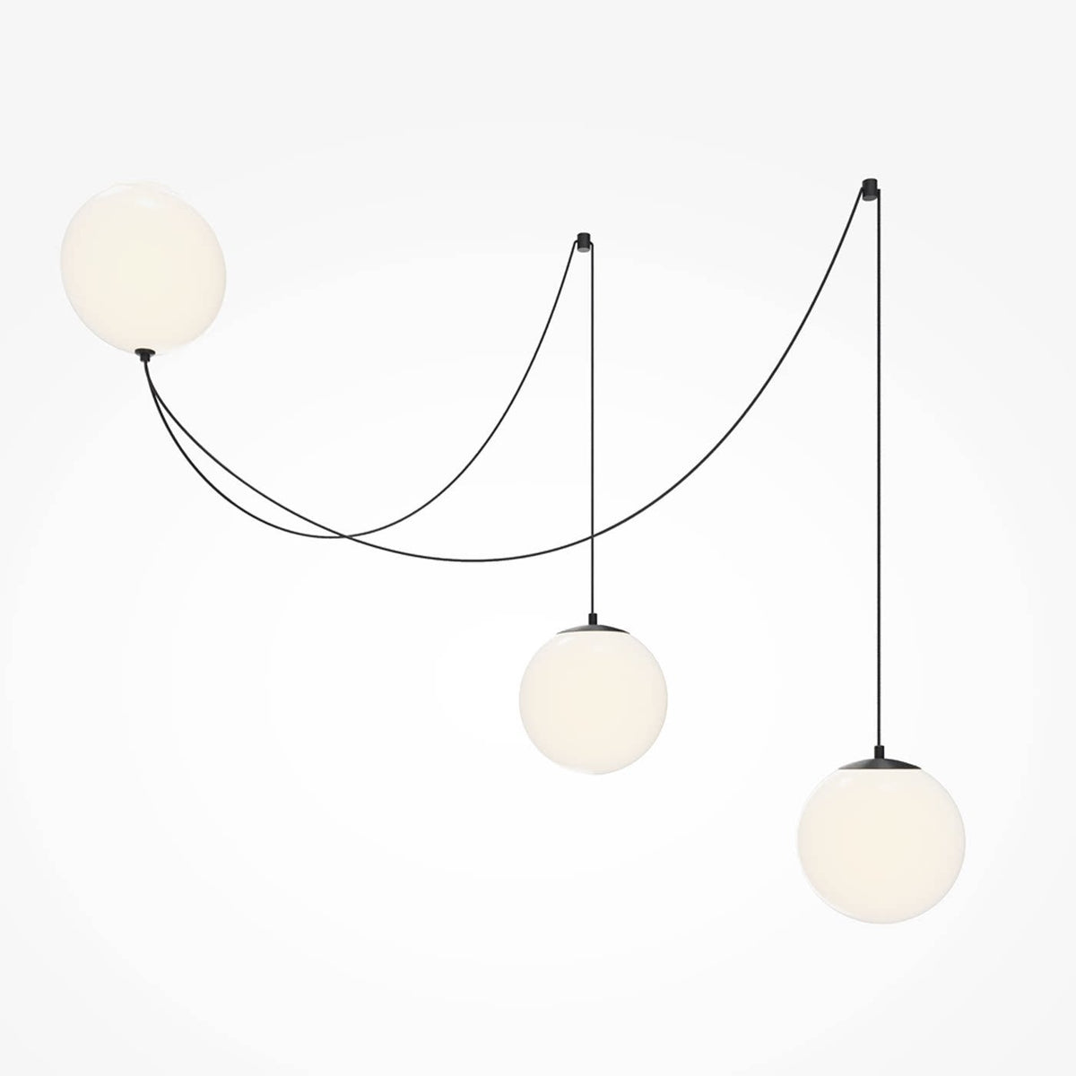 Asteris Multi-Globe Pendant Light – Opal Glass & Black Cord