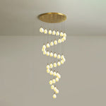 Astralis Bloom Staircase Chandelier – Modern Ceramic Petal Cascade in Gold
