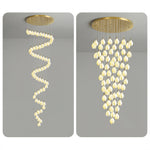 Astralis Bloom Staircase Chandelier – Modern Ceramic Petal Cascade in Gold