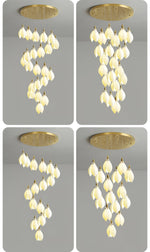 Astralis Bloom Staircase Chandelier – Modern Ceramic Petal Cascade in Gold