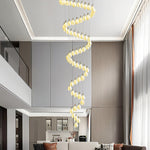 Astralis Bloom Staircase Chandelier – Modern Ceramic Petal Cascade in Gold