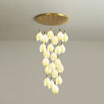 Astralis Bloom Staircase Chandelier – Modern Ceramic Petal Cascade in Gold