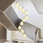 Astralis Bloom Staircase Chandelier – Modern Ceramic Petal Cascade in Gold