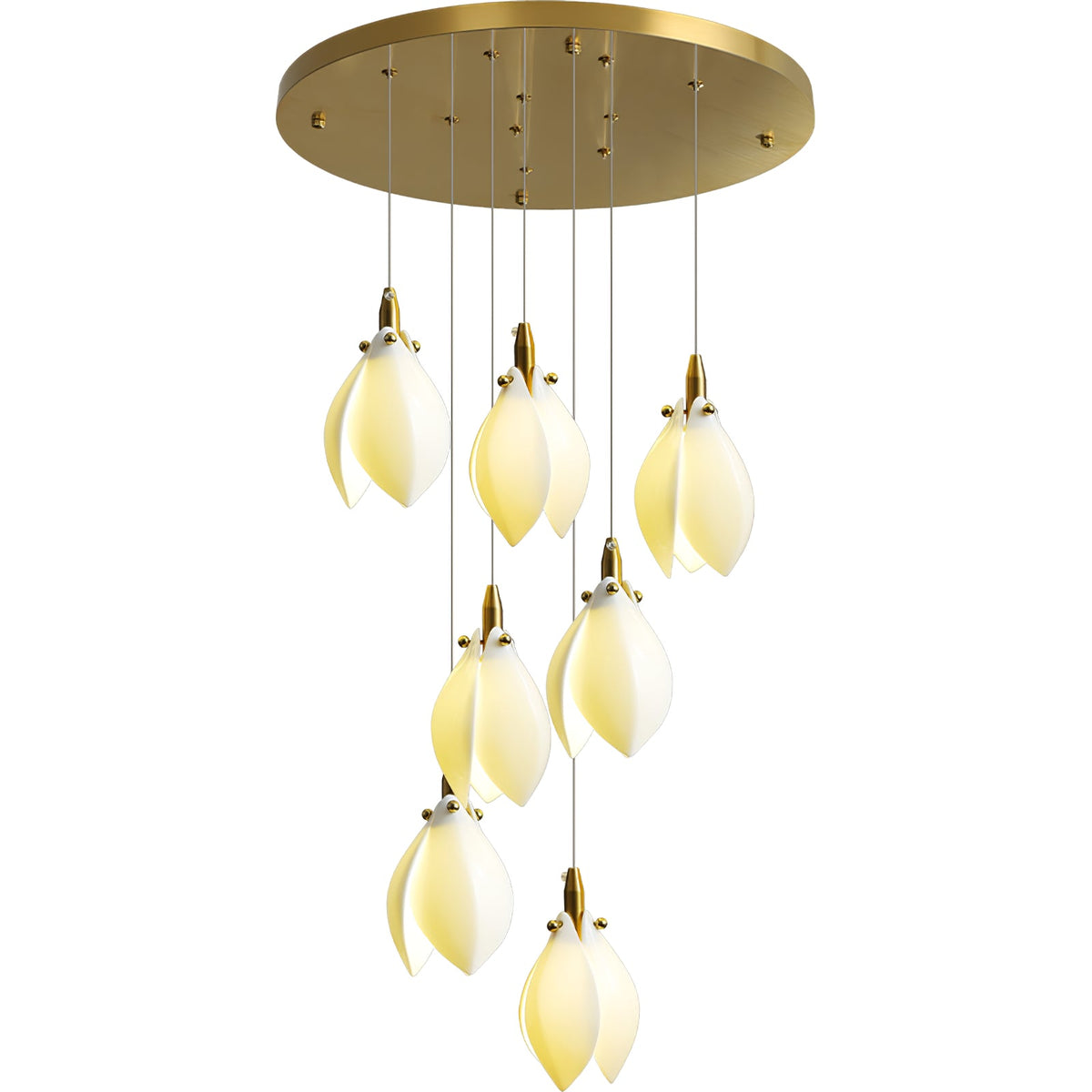 Astralis Bloom Staircase Chandelier – Modern Ceramic Petal Cascade in Gold