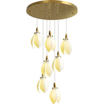 Astralis Bloom Staircase Chandelier – Modern Ceramic Petal Cascade in Gold