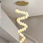Astralis Bloom Staircase Chandelier – Modern Ceramic Petal Cascade in Gold