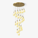 Astralis Bloom Staircase Chandelier – Modern Ceramic Petal Cascade in Gold