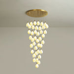 Astralis Bloom Staircase Chandelier – Modern Ceramic Petal Cascade in Gold