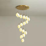 Astralis Bloom Staircase Chandelier – Modern Ceramic Petal Cascade in Gold