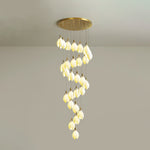 Astralis Bloom Staircase Chandelier – Modern Ceramic Petal Cascade in Gold